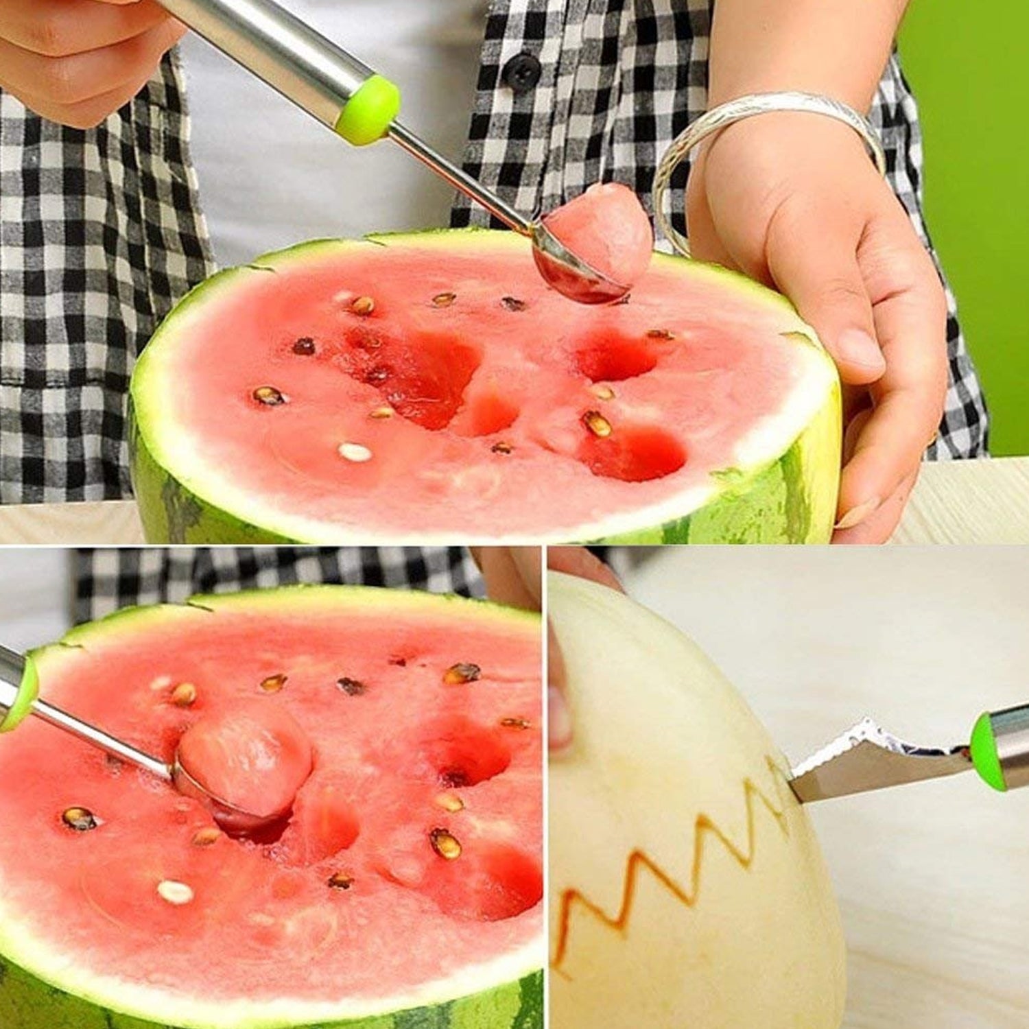 5335 Multifunctional 2 in 1 Melon Baller - Stainless Steel Dig Scoop with Fruit Carving Knife. DeoDap 5335 Multifunctional 2 in 1 Melon Baller - Stainless Steel Dig Scoop with Fruit Carving Knife. DeoDap